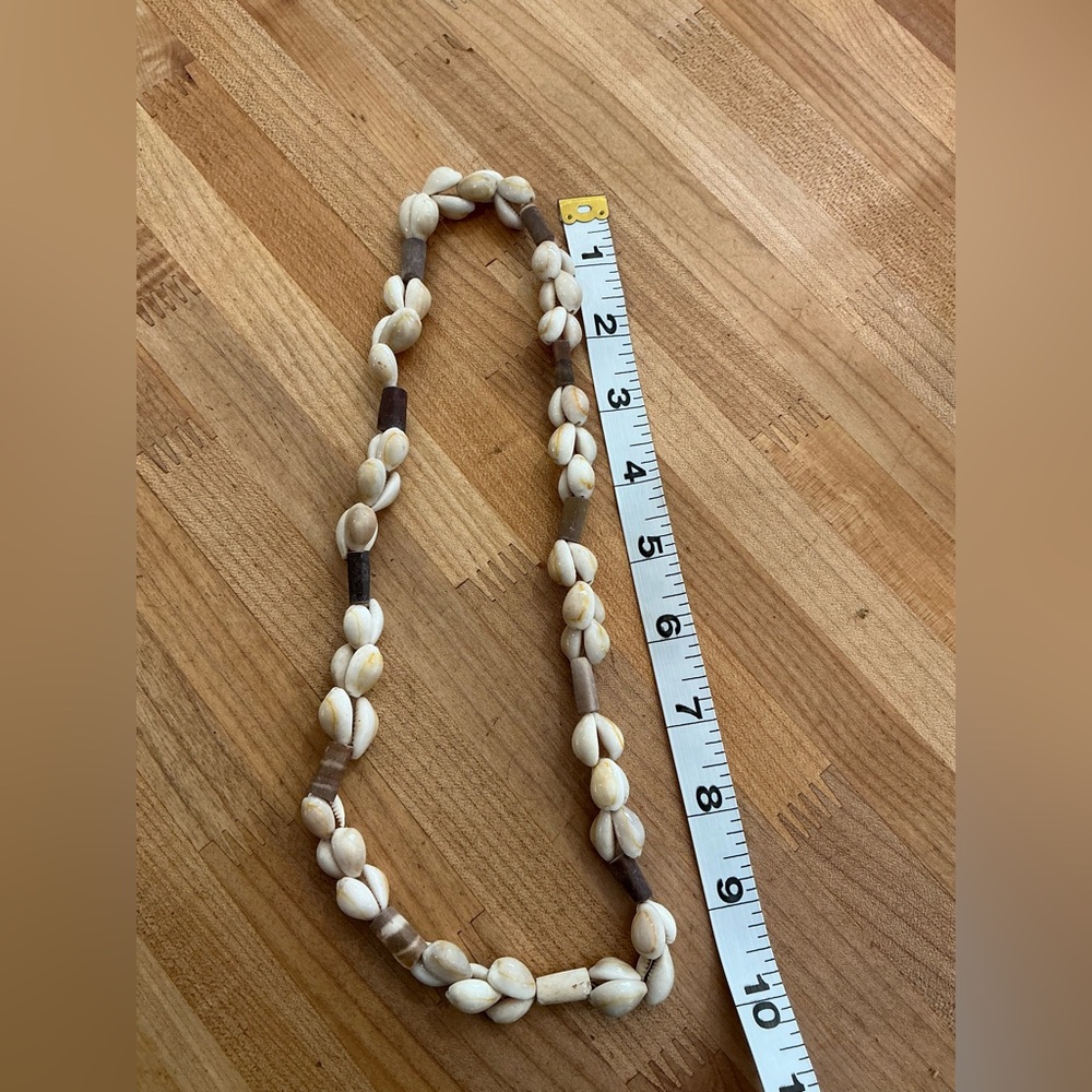Vintage Hawaii lei necklace, cowrie shells, natural, nature beads, surfer, ocean